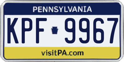 PA license plate KPF9967