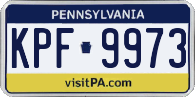 PA license plate KPF9973