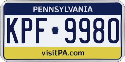 PA license plate KPF9980
