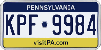 PA license plate KPF9984