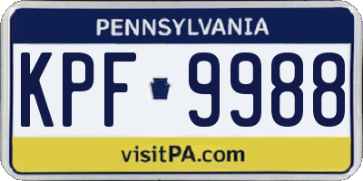 PA license plate KPF9988