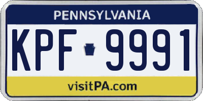 PA license plate KPF9991