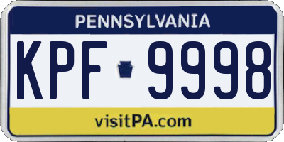PA license plate KPF9998