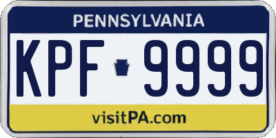 PA license plate KPF9999