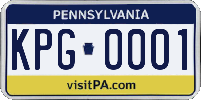 PA license plate KPG0001