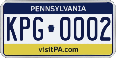 PA license plate KPG0002