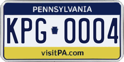 PA license plate KPG0004