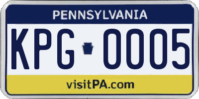 PA license plate KPG0005