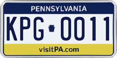 PA license plate KPG0011