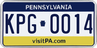 PA license plate KPG0014