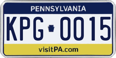 PA license plate KPG0015