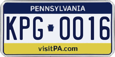 PA license plate KPG0016
