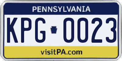 PA license plate KPG0023