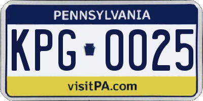PA license plate KPG0025