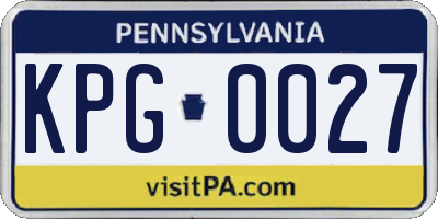 PA license plate KPG0027