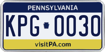 PA license plate KPG0030