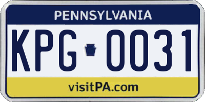 PA license plate KPG0031