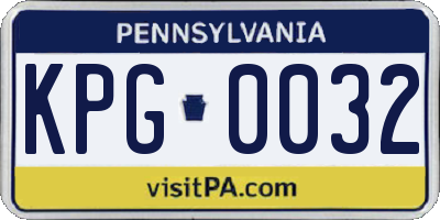 PA license plate KPG0032