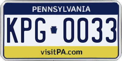 PA license plate KPG0033