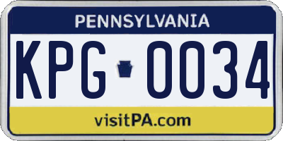 PA license plate KPG0034