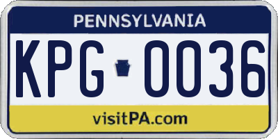 PA license plate KPG0036