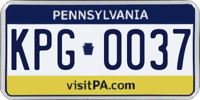 PA license plate KPG0037