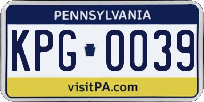PA license plate KPG0039
