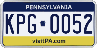 PA license plate KPG0052