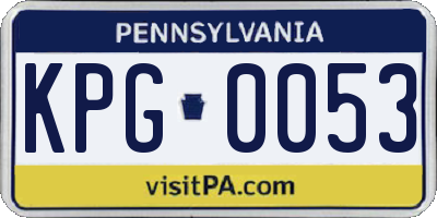 PA license plate KPG0053