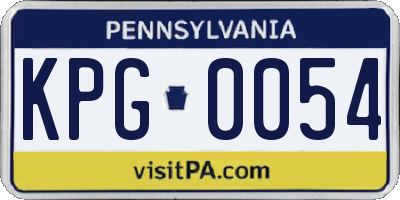 PA license plate KPG0054