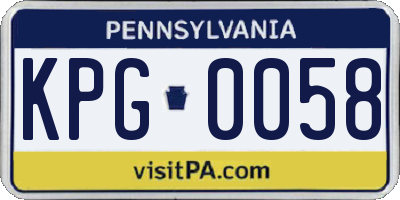 PA license plate KPG0058