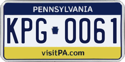 PA license plate KPG0061
