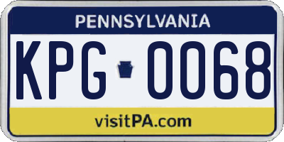 PA license plate KPG0068