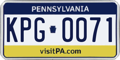 PA license plate KPG0071
