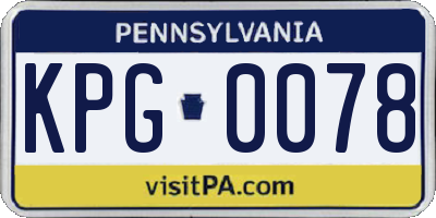 PA license plate KPG0078