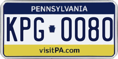 PA license plate KPG0080