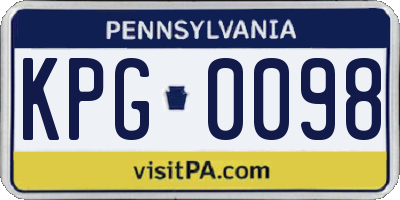 PA license plate KPG0098