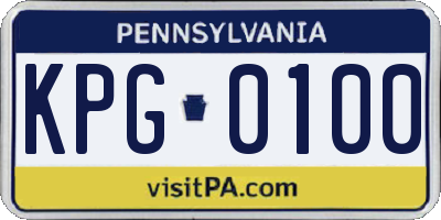PA license plate KPG0100