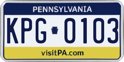 PA license plate KPG0103
