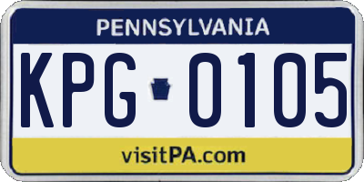 PA license plate KPG0105