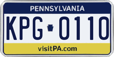 PA license plate KPG0110