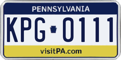 PA license plate KPG0111