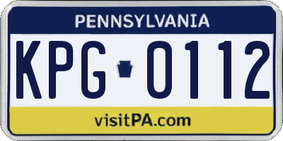 PA license plate KPG0112