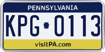 PA license plate KPG0113