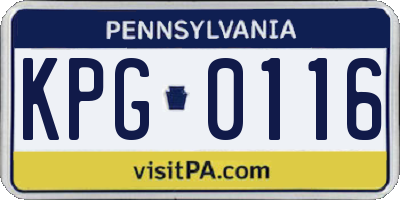 PA license plate KPG0116