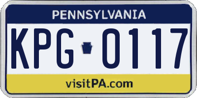 PA license plate KPG0117