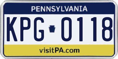 PA license plate KPG0118