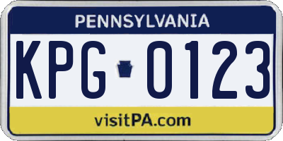 PA license plate KPG0123