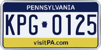 PA license plate KPG0125