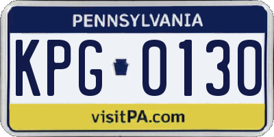 PA license plate KPG0130